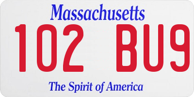 MA license plate 102BU9