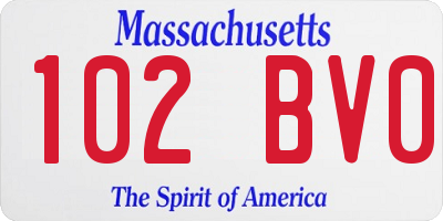 MA license plate 102BV0