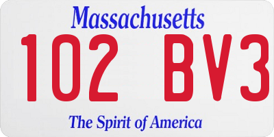 MA license plate 102BV3