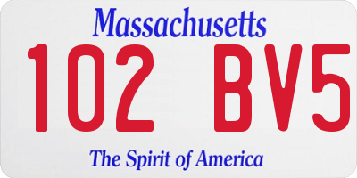 MA license plate 102BV5