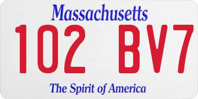 MA license plate 102BV7