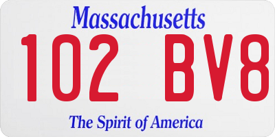 MA license plate 102BV8