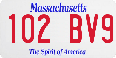 MA license plate 102BV9