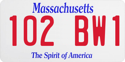 MA license plate 102BW1