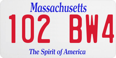 MA license plate 102BW4