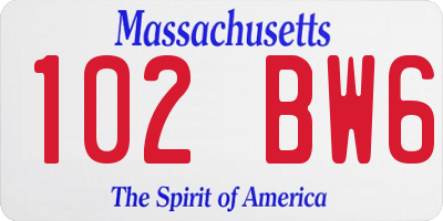 MA license plate 102BW6