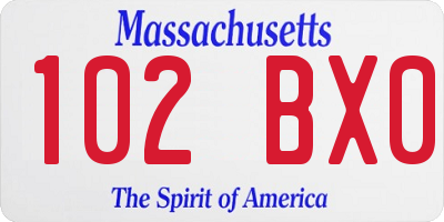 MA license plate 102BX0