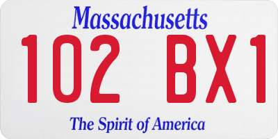 MA license plate 102BX1