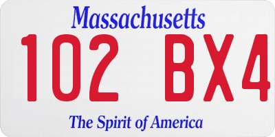 MA license plate 102BX4