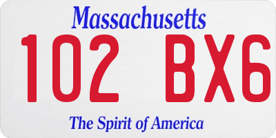 MA license plate 102BX6