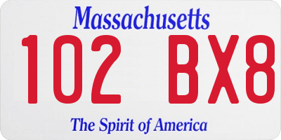 MA license plate 102BX8
