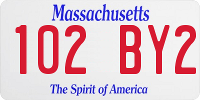 MA license plate 102BY2