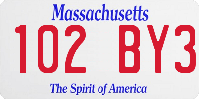 MA license plate 102BY3