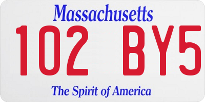 MA license plate 102BY5