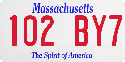 MA license plate 102BY7