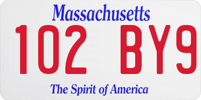 MA license plate 102BY9