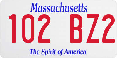 MA license plate 102BZ2