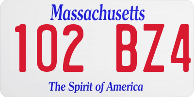 MA license plate 102BZ4