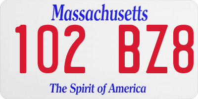 MA license plate 102BZ8