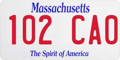 MA license plate 102CA0