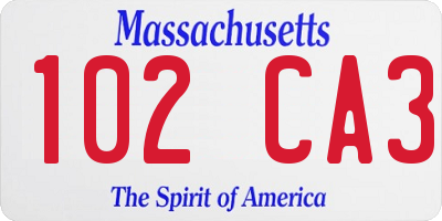 MA license plate 102CA3