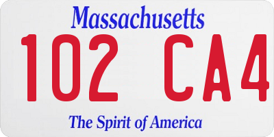 MA license plate 102CA4