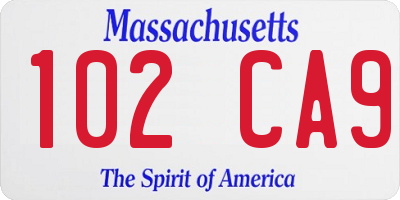 MA license plate 102CA9