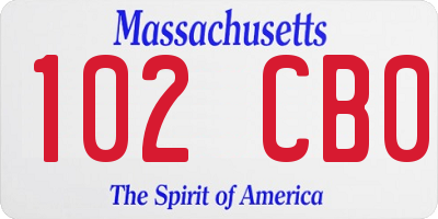 MA license plate 102CB0