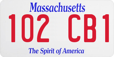 MA license plate 102CB1