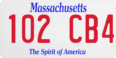 MA license plate 102CB4