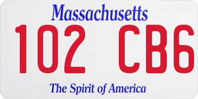 MA license plate 102CB6