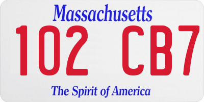 MA license plate 102CB7