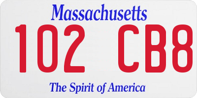 MA license plate 102CB8