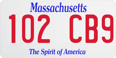 MA license plate 102CB9