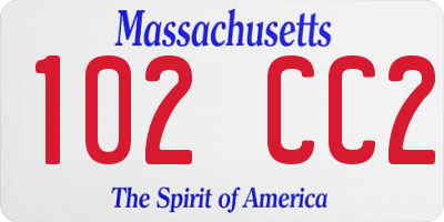 MA license plate 102CC2