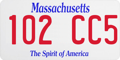 MA license plate 102CC5