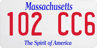 MA license plate 102CC6