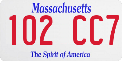 MA license plate 102CC7