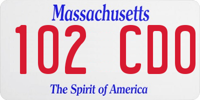 MA license plate 102CD0