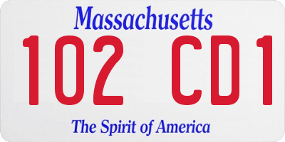 MA license plate 102CD1