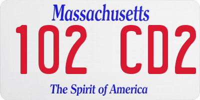 MA license plate 102CD2