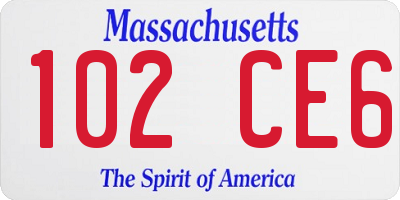 MA license plate 102CE6