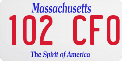 MA license plate 102CF0