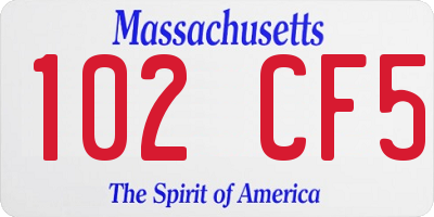 MA license plate 102CF5