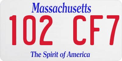 MA license plate 102CF7