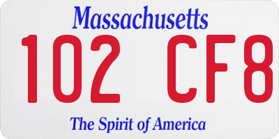 MA license plate 102CF8