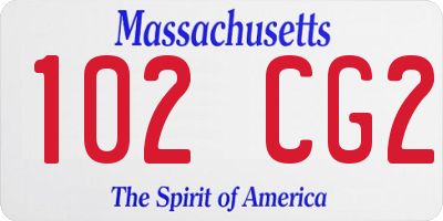 MA license plate 102CG2