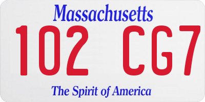 MA license plate 102CG7