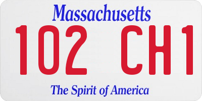 MA license plate 102CH1