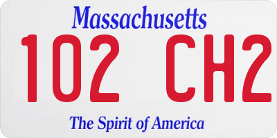 MA license plate 102CH2